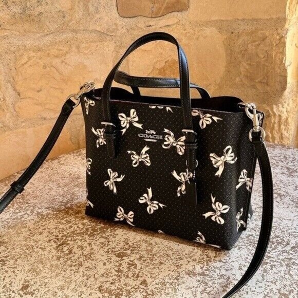 Coach Bow Black&White leather Mollie 25 handbag crossbody satchel NWT Authentic - Picture 8 of 8